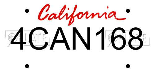 4CAN168 California License Plate