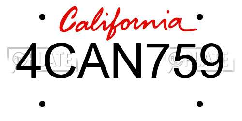 4CAN759 California License Plate