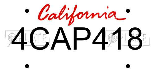 4CAP418 California License Plate
