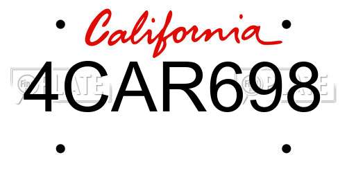 4CAR698 California License Plate