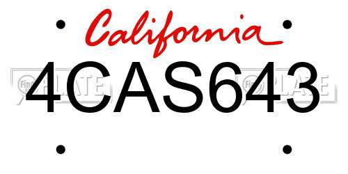 4CAS643 California License Plate