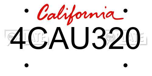 4CAU320 California License Plate