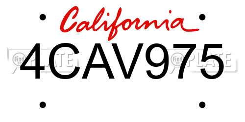 4CAV975 California License Plate