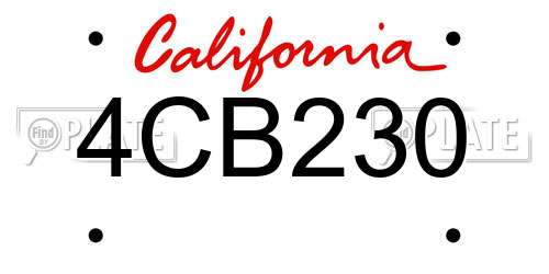 4CB230 California License Plate