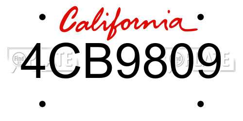 4CB9809 California License Plate