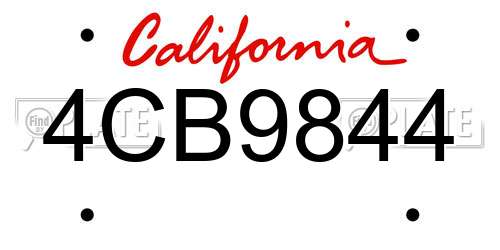 4CB9844 California License Plate