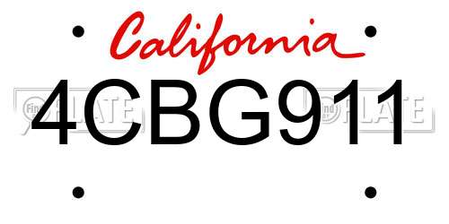 4CBG911 California License Plate
