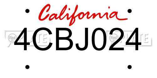 4CBJ024 California License Plate