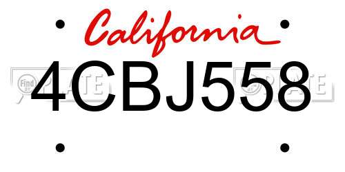 4CBJ558 California License Plate