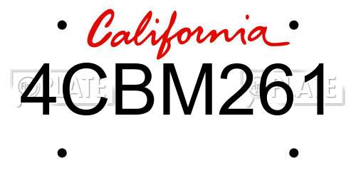 4CBM261 California License Plate
