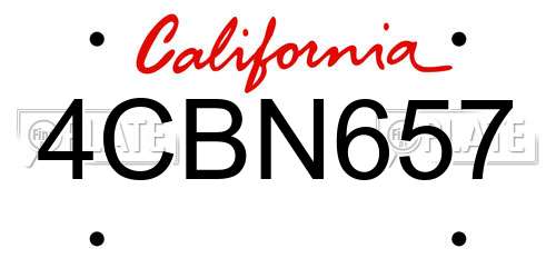4CBN657 California License Plate