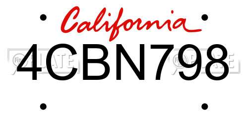 4CBN798 California License Plate