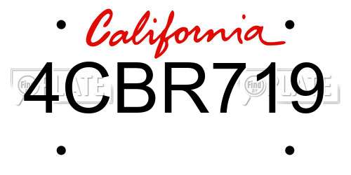 4CBR719 California License Plate