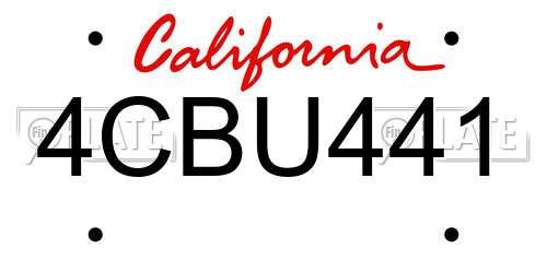 4CBU441 California License Plate