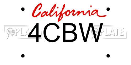 4CBW California License Plate