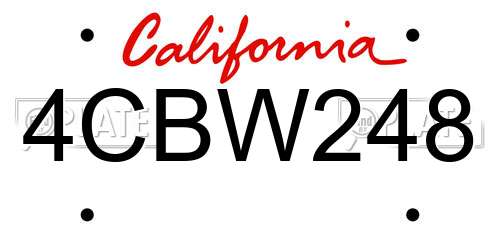 4CBW248 California License Plate