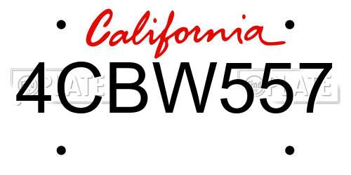 4CBW557 California License Plate