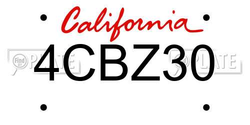 4CBZ30 California License Plate