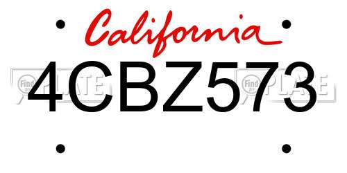 4CBZ573 California License Plate