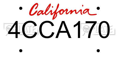 4CCA170 California License Plate