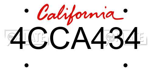 4CCA434 California License Plate