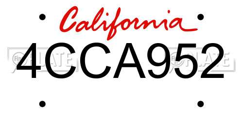 4CCA952 California License Plate