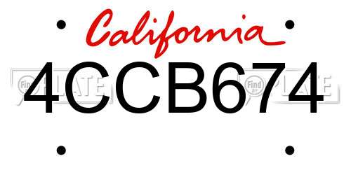 4CCB674 California License Plate