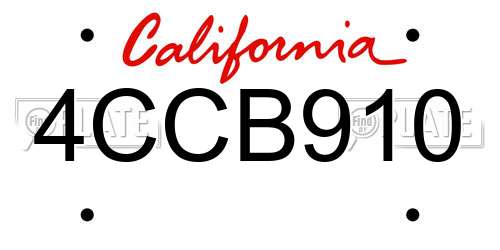 4CCB910 California License Plate