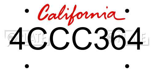 4CCC364 California License Plate