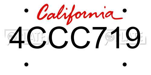4CCC719 California License Plate