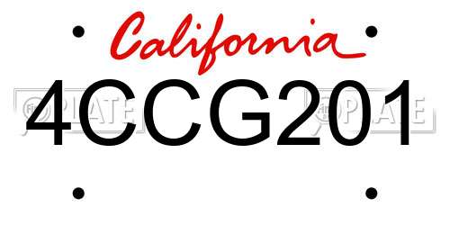 4CCG201 California License Plate