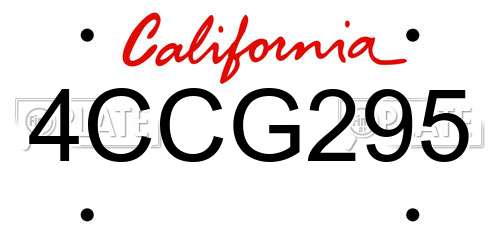 4CCG295 California License Plate