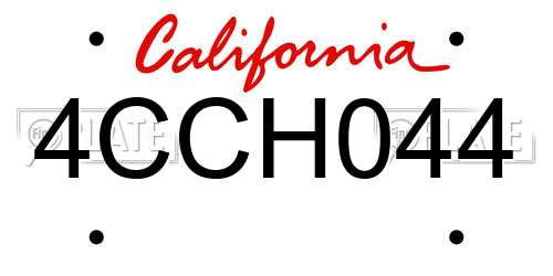 4CCH044 California License Plate
