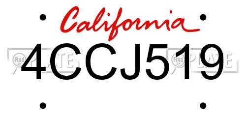 4CCJ519 California License Plate