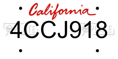 4CCJ918 California License Plate