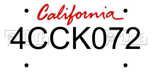 4CCK072 California License Plate