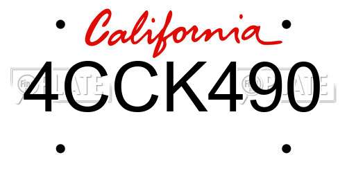 4CCK490 California License Plate