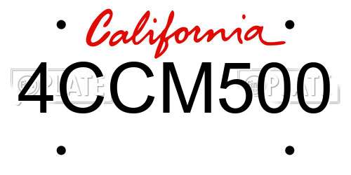 4CCM500 California License Plate