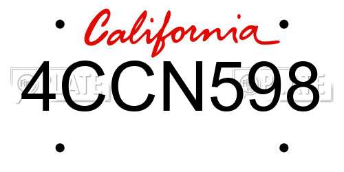 4CCN598 California License Plate