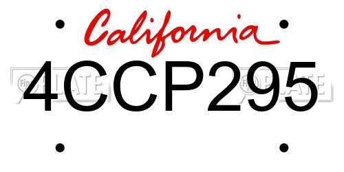 4CCP295 California License Plate