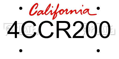 4CCR200 California License Plate