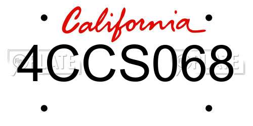 4CCS068 California License Plate