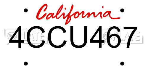 4CCU467 California License Plate