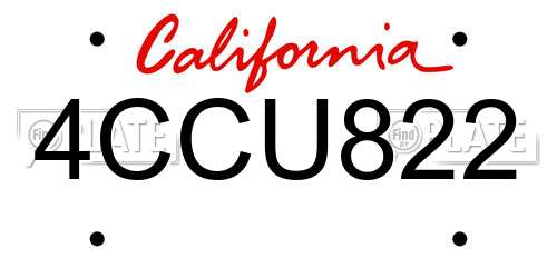 4CCU822 California License Plate
