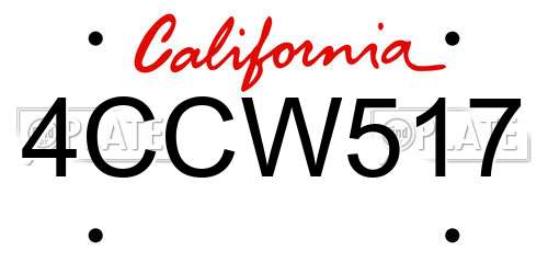 4CCW517 California License Plate