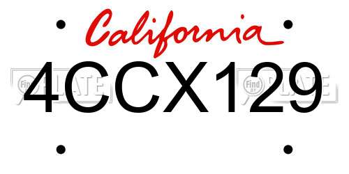4CCX129 California License Plate
