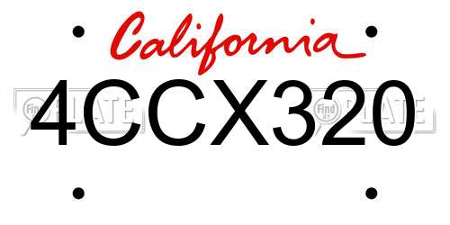 4CCX320 California License Plate