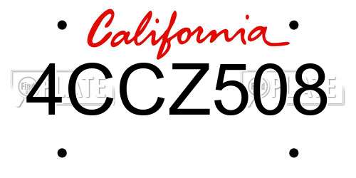 4CCZ508 California License Plate