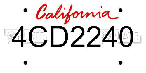 4CD2240 California License Plate