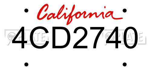 4CD2740 California License Plate